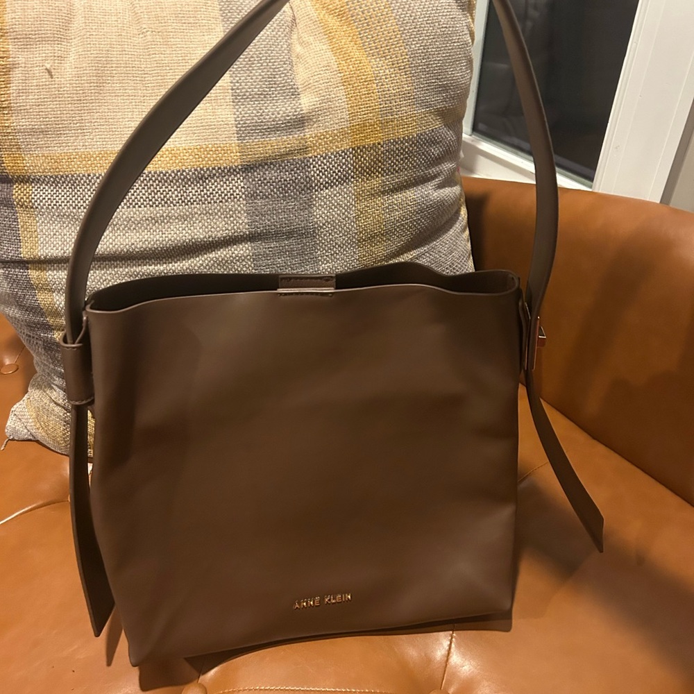Anne Klein Brown Minimalist Shoulder Bag
